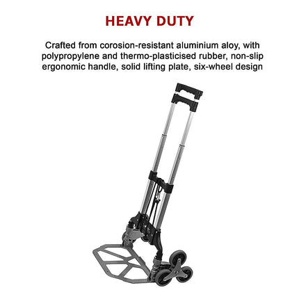 Stair Climbing Trolley 6 Wheels Aluminium Folding Hand Cart Climb Steps.