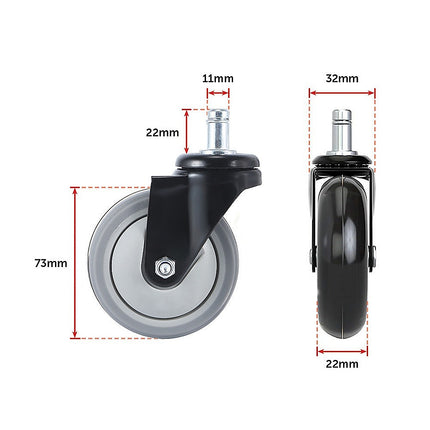 5x Office Chair Caster Wheels Set – Heavy Duty Universal Replacement for All Floors.