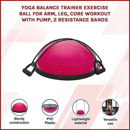 Yoga Balance Trainer Exercise Ball for Arm, Leg, Core Workout with Pump, 2 Resistance Bands.