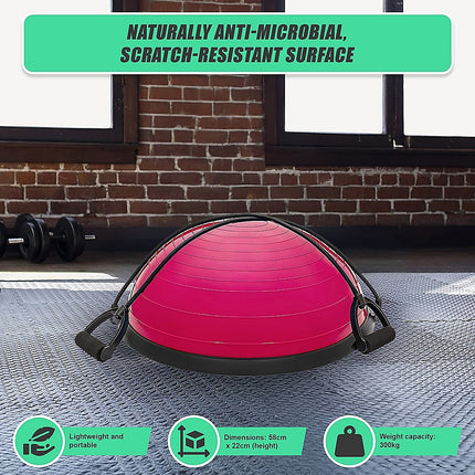 Yoga Balance Trainer Exercise Ball for Arm, Leg, Core Workout with Pump, 2 Resistance Bands.