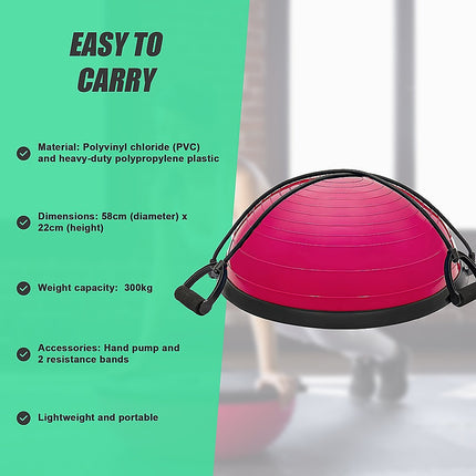 Yoga Balance Trainer Exercise Ball for Arm, Leg, Core Workout with Pump, 2 Resistance Bands.