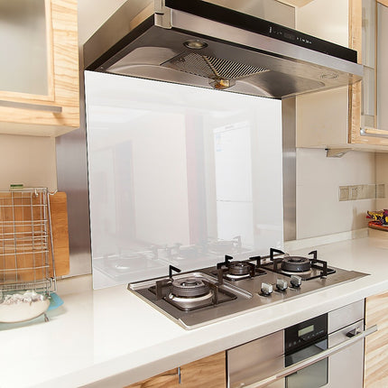 Toughened 90cm x 75cm White Glass Kitchen Splashback.