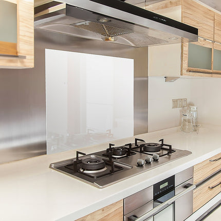Toughened 90cm x 75cm White Glass Kitchen Splashback.