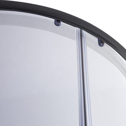 100 x 100cm Rounded Sliding 6mm Curved Shower Screen with Base in Black.