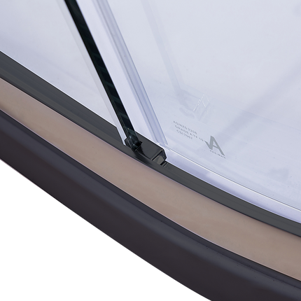 100 x 100cm Rounded Sliding 6mm Curved Shower Screen with Base in Black.