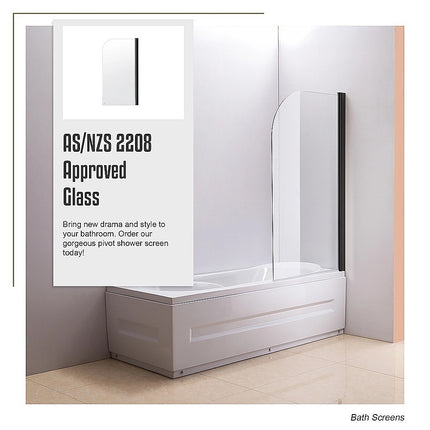 180 Degree Pivot Door 6mm Safety Glass Bath Shower Screen 800x1400mm By Della Francesca.