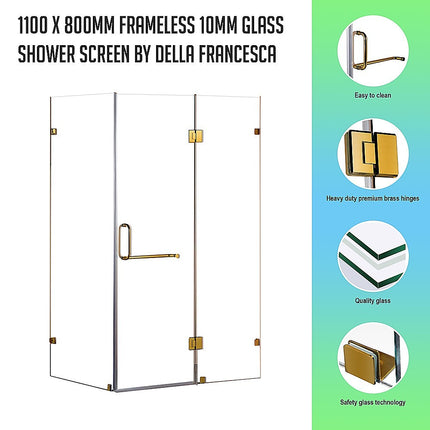 1100 x 800mm Frameless 10mm Glass Shower Screen By Della Francesca.