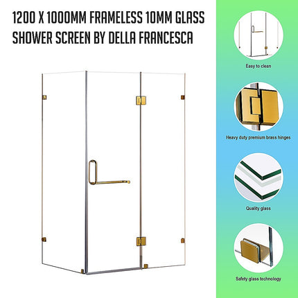 1200 x 1000mm Frameless 10mm Glass Shower Screen By Della Francesca.