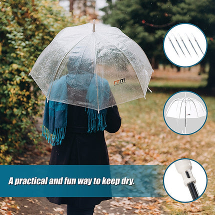 5x Clear Transparent Rain Walking Umbrella Parasol PVC Dome Wedding Party Favour.