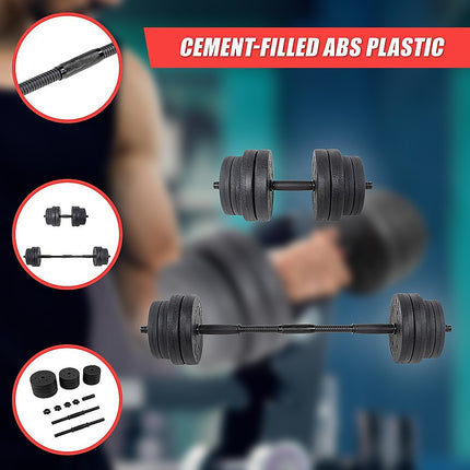 20kg Dumbbell Set Home Gym Fitness Exercise Weights Bar Plate.