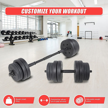 20kg Dumbbell Set Home Gym Fitness Exercise Weights Bar Plate.