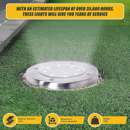 12x Solar Powered LED Buried Inground Recessed Light Garden Outdoor Deck Path.