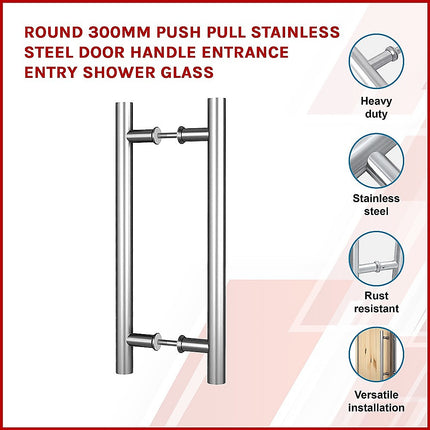 Round 300mm Stainless Steel Push Pull Door Handle for Wood Glass.