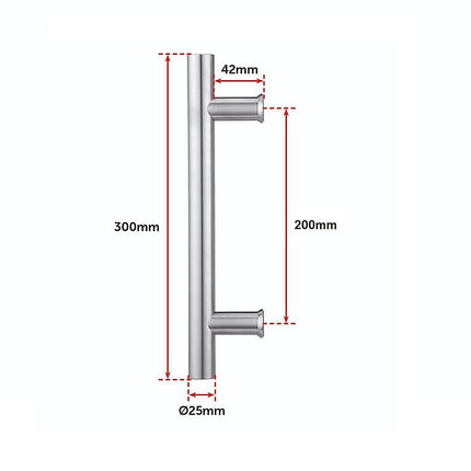 Round 300mm Stainless Steel Push Pull Door Handle for Wood Glass.