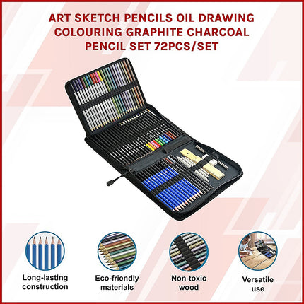 Art Sketch Pencils Oil Drawing Colouring Graphite Charcoal Pencil Set 72pcs/set.