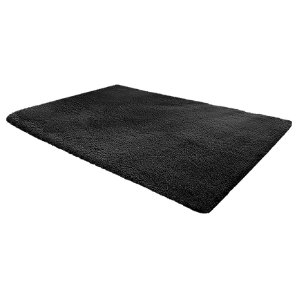 200x140cm Floor Rugs Large Shaggy Rug Area Carpet Bedroom Living Room Mat - Black.