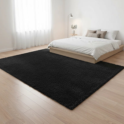 200x140cm Floor Rugs Large Shaggy Rug Area Carpet Bedroom Living Room Mat - Black.