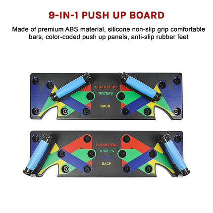 9 in 1 Push Up Board Yoga Bands Fitness Workout Train Gym Exercise Pushup Stand.