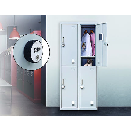 4-Door Vertical Locker for Office Gym Shed School Home Storage