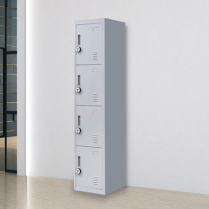 4-Door Vertical Locker for Office Gym Shed School Home Storage.