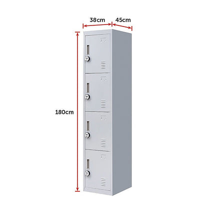 4-Door Vertical Locker for Office Gym Shed School Home Storage.