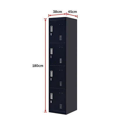 4-Door Vertical Locker for Office Gym Shed School Home Storage.
