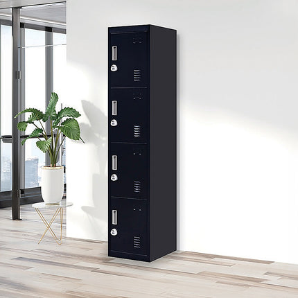 4-Door Vertical Locker for Office Gym Shed School Home Storage.
