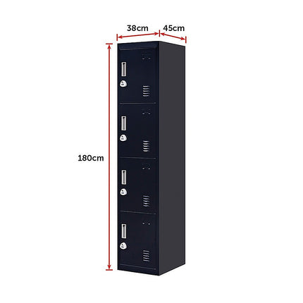 4-Door Vertical Locker for Office Gym Shed School Home Storage.