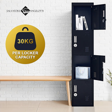 4-Door Vertical Locker for Office Gym Shed School Home Storage.