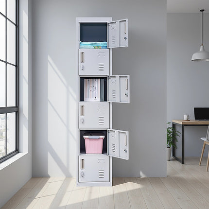 6-Door Locker for Office Gym Shed School Home Storage.