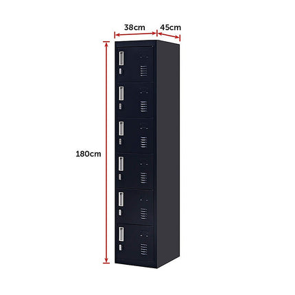 6-Door Locker for Office Gym Shed School Home Storage.