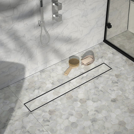900mm Tile Insert Bathroom Shower Stainless Steel Grate Drain w/Centre outlet Floor Waste.