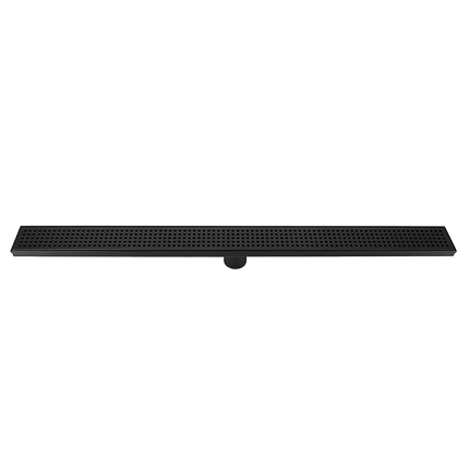 900mm Bathroom Shower Black Grate Drain w/Centre outlet Floor Waste Square Pattern.