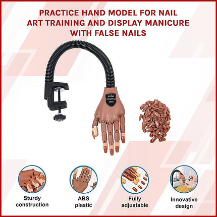 Practice Hand Model for Nail Art Training and Display Manicure with false nails.