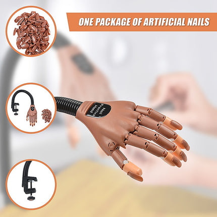 Practice Hand Model for Nail Art Training and Display Manicure with false nails.