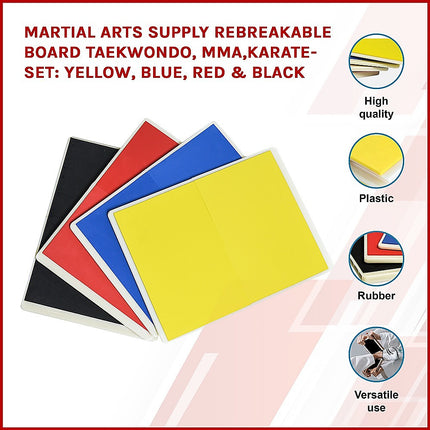Rebreakable Martial Arts Training Boards Set for Taekwondo MMA Karate.