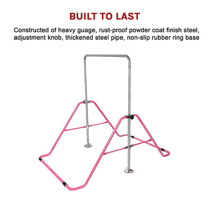 Kids Gymnastics Bars Training Horizontal Bar Monkey Kip Bar Pink.