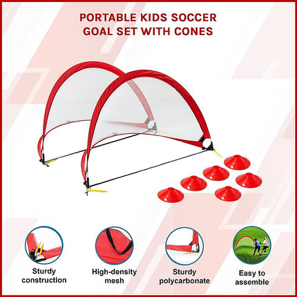 Portable Kids Soccer Goal Set with Cones.