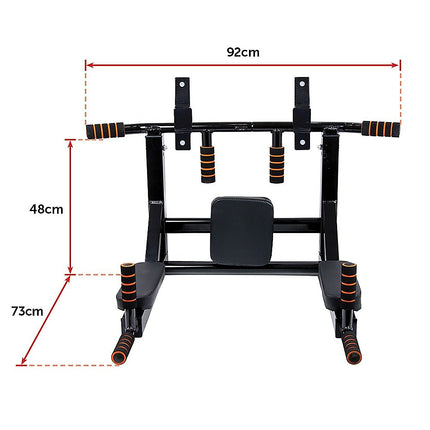 Heavy Duty Wall Mounted Power Station Pull Up Dip Knee Raise Bar.