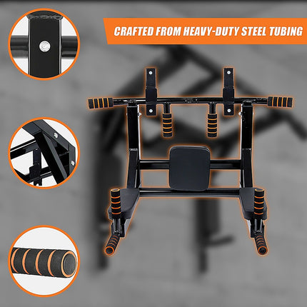 Heavy Duty Wall Mounted Power Station Pull Up Dip Knee Raise Bar.