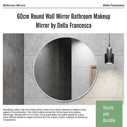 60cm Round Wall Mirror Bathroom Makeup Mirror by Della Francesca.