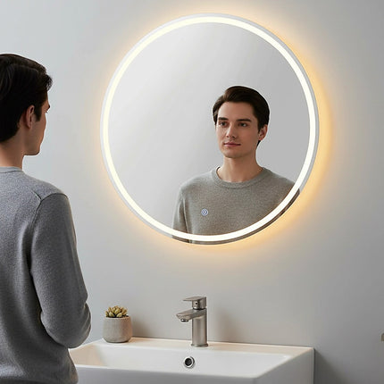 50cm LED Wall Mirror Bathroom Mirrors Light Decor Round.