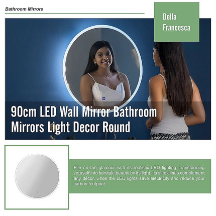 90cm LED Wall Mirror Bathroom Mirrors Light Decor Round.