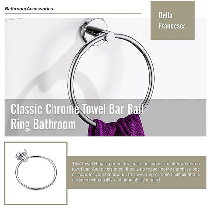 Classic Chrome Towel Bar Rail Ring Bathroom.
