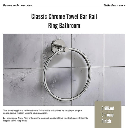 Classic Chrome Towel Bar Rail Ring Bathroom.