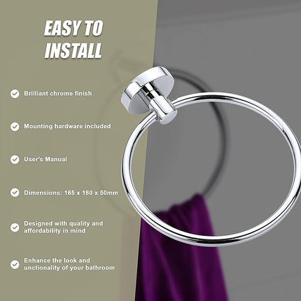 Classic Chrome Towel Bar Rail Ring Bathroom.