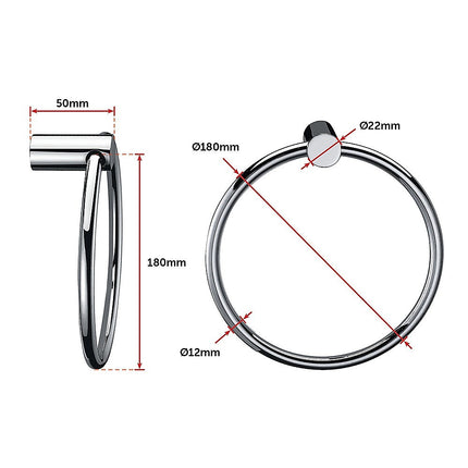 Classic Chrome Towel Bar Rail Ring Bathroom.