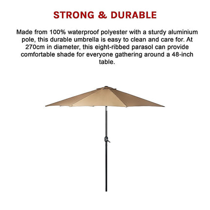 9FT Patio Umbrella Outdoor Garden Table Umbrella with 8 Sturdy Ribs.