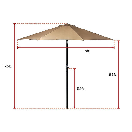 9FT Patio Umbrella Outdoor Garden Table Umbrella with 8 Sturdy Ribs.
