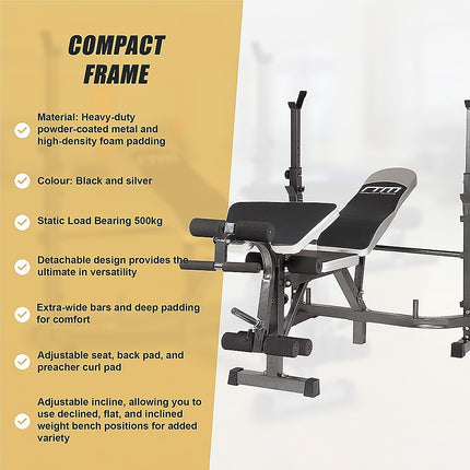 Multi Station Home Gym Weight Bench Press Leg Equipment Set Fitness Exercise.